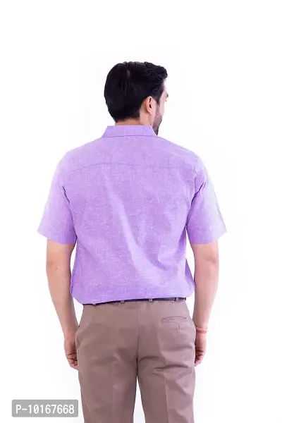 DESHBANDHU DBK Men's Plain Solid 100% Cotton Half Sleeves Regular Fit Formal Shirt's (40, Purple)-thumb3