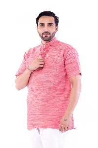 DESHBANDHU DBK Men's Regular Half Sleeves Short Kurta - Casual Ethnic Wear (44, Pink)-thumb2