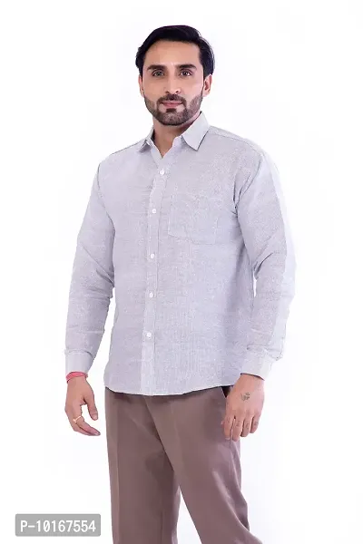 DESHBANDHU DBK Men's Solid Cotton Full Sleeves Regular Fit Shirt (42, Grey)-thumb3