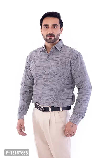 DESHBANDHU DBK Men's Solid Cotton Full Sleeves Regular Fit Shirt (40, Grey)-thumb4