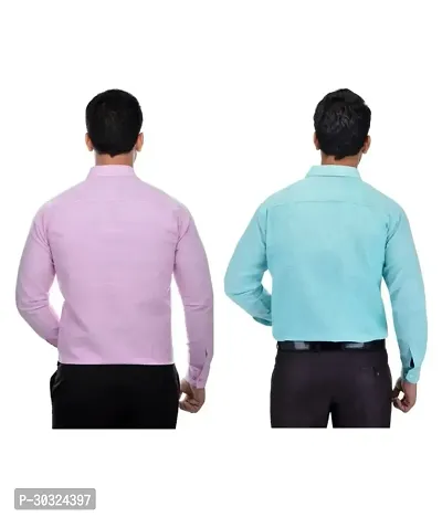 Elegant Multicoloured Cotton  Long Sleeves Casual Shirt For Men Pack Of 2-thumb2