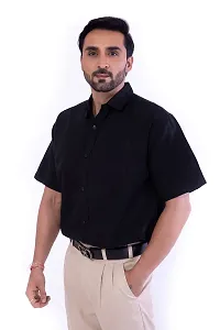 DESHBANDHU DBK Men's Plain Solid 100% Cotton Half Sleeves Regular Fit Formal Shirt's (40, Black)-thumb1