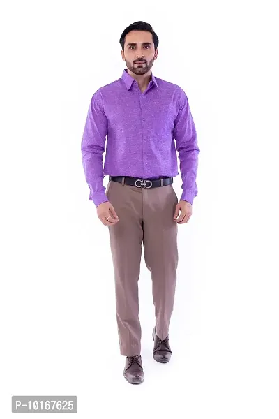 DESHBANDHU DBK Plain Solid 100% Cotton Full Sleeve Shirt for Men's (40, Purple)-thumb0