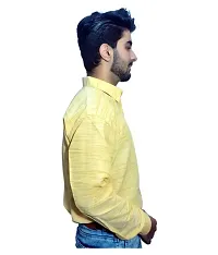 Reliable Yellow Cotton Textured Casual Shirt For Men-thumb1