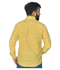 Elegant Yellow Cotton  Long Sleeves Casual Shirt For Men-thumb2