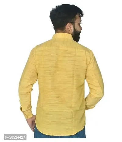 Elegant Yellow Cotton  Long Sleeves Casual Shirt For Men-thumb3