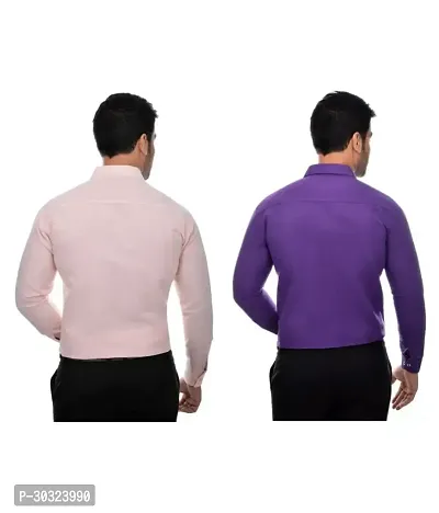 Elegant Multicoloured Cotton  Long Sleeves Casual Shirt For Men Pack Of 2-thumb2