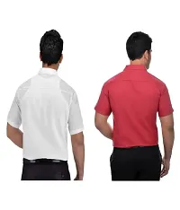 Elegant Multicoloured Cotton  Short Sleeves Casual Shirt For Men Pack Of 2-thumb1