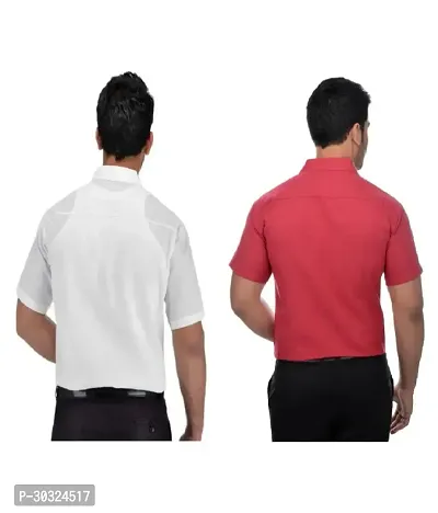 Elegant Multicoloured Cotton  Short Sleeves Casual Shirt For Men Pack Of 2-thumb2