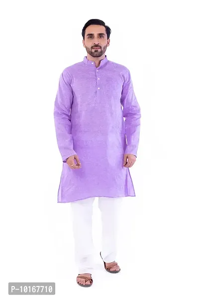 DESHBANDHU DBK Men's Cotton Regular Long Kurta Full Sleeves - Casual Ethnic Wear (44, Purple)