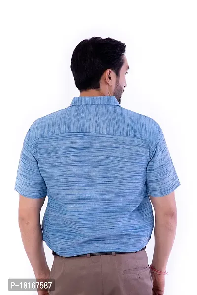 DESHBANDHU DBK Men's Plain Solid 100% Cotton Half Sleeves Regular Fit Formal Shirt's (42, Sky)-thumb3