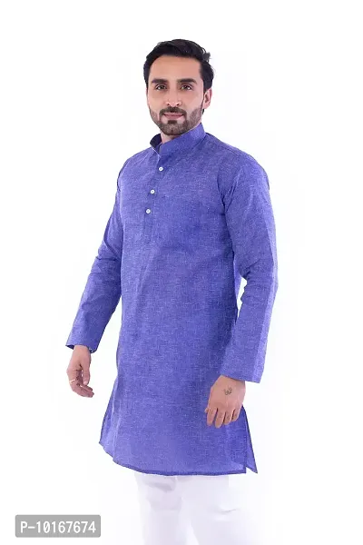 DESHBANDHU DBK Men's Cotton Regular Long Kurta Full Sleeves - Casual Ethnic Wear (42, Blue)