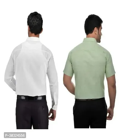 Elegant Multicoloured Cotton  Short Sleeves Casual Shirt For Men Pack Of 2-thumb2