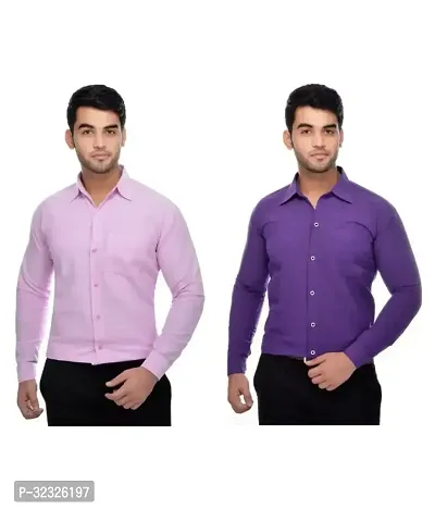 Reliable Multicoloured Cotton Solid Casual Shirt For Men Pack Of 2-thumb0