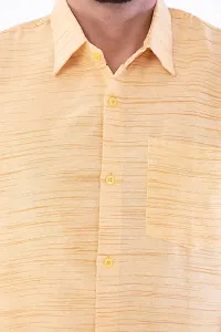 DESHBANDHU DBK Men's Plain Solid 100% Cotton Half Sleeves Regular Fit Formal Shirt's (44, Yellow)-thumb2