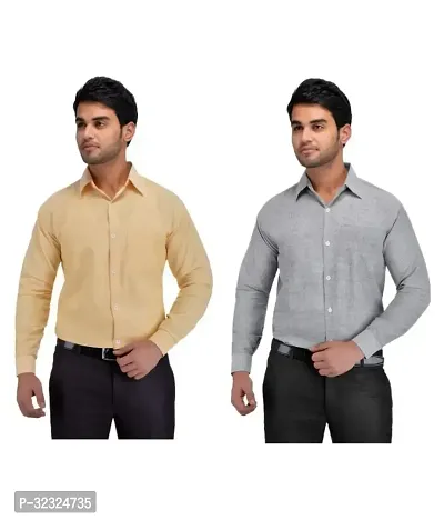 Reliable Multicoloured Cotton Solid Casual Shirt For Men Pack Of 2-thumb0