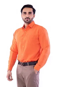 DESHBANDHU DBK Men's Solid Cotton Full Sleeves Regular Fit Shirt (44, Orange)-thumb2