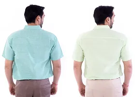 DESHBANDHU DBK Men's Plain Solid Cotton Half Sleeves Regular Fit Formal Shirt's Combo (44, Green - Parrot)-thumb1