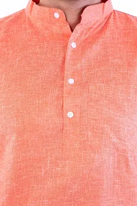 DESHBANDHU DBK Men's Cotton Regular Long Kurta Full Sleeves - Casual Ethnic Wear (42, Orange)-thumb1