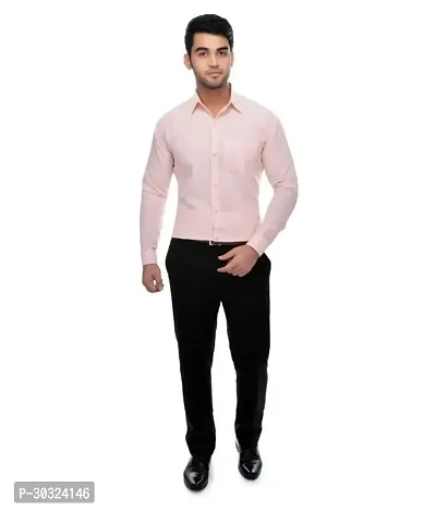 Elegant Peach Cotton  Long Sleeves Casual Shirt For Men-thumb4