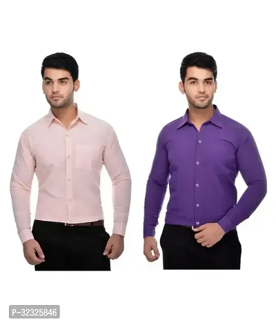 Reliable Multicoloured Cotton Solid Casual Shirt For Men Pack Of 2-thumb0