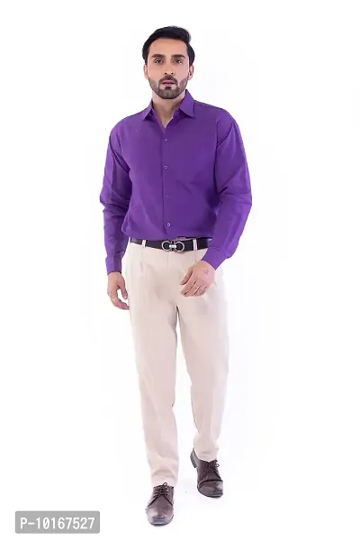 DESHBANDHU DBK Men's Solid Cotton Full Sleeves Regular Fit Shirt (44, Purple)-thumb5