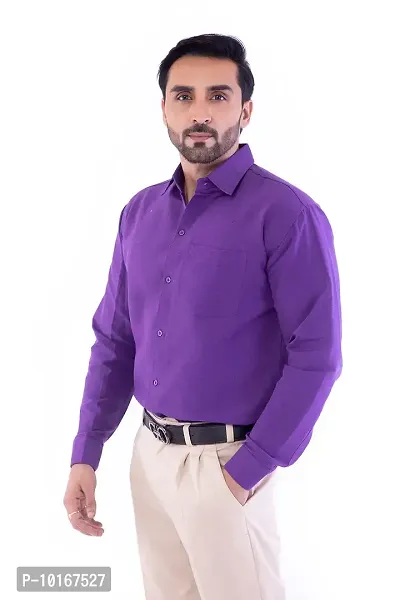 DESHBANDHU DBK Men's Solid Cotton Full Sleeves Regular Fit Shirt (44, Purple)-thumb0
