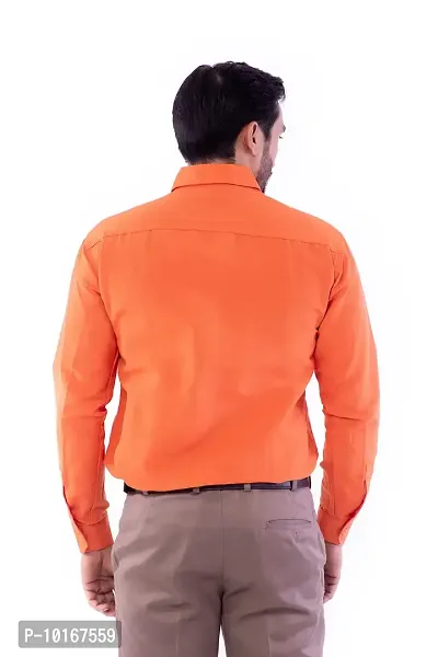 DESHBANDHU DBK Men's Solid Cotton Full Sleeves Regular Fit Shirt (44, Orange)-thumb2