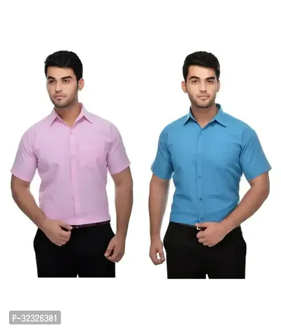 Reliable Multicoloured Cotton Solid Casual Shirt For Men Pack Of 2-thumb0