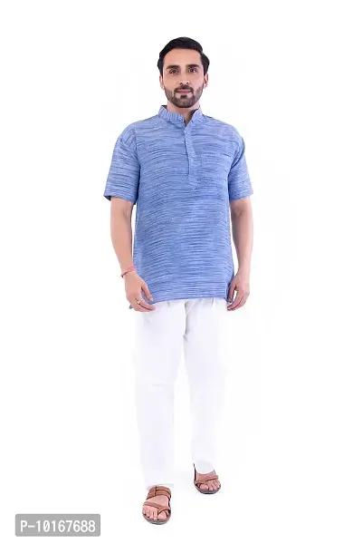 DESHBANDHU DBK Men's Regular Half Sleeves Short Kurta - Casual Ethnic Wear (40, Sky)