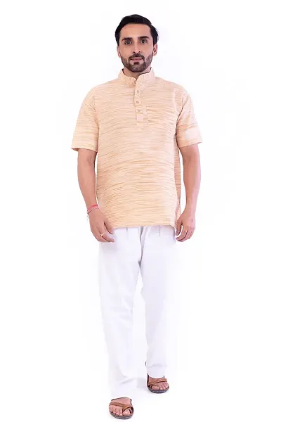 DESHBANDHU DBK Men's Regular Half Sleeves Short Kurta - Casual Ethnic Wear