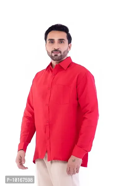 DESHBANDHU DBK Men's Solid Cotton Full Sleeves Regular Fit Shirt (44, RED)
