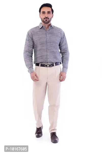DESHBANDHU DBK Men's Solid Cotton Full Sleeves Regular Fit Shirt (40, Grey)