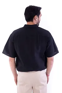 DESHBANDHU DBK Men's Plain Solid 100% Cotton Half Sleeves Regular Fit Formal Shirt's (40, Black)-thumb3