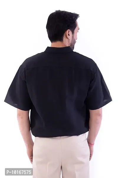 DESHBANDHU DBK Men's Plain Solid 100% Cotton Half Sleeves Regular Fit Formal Shirt's (40, Black)-thumb4