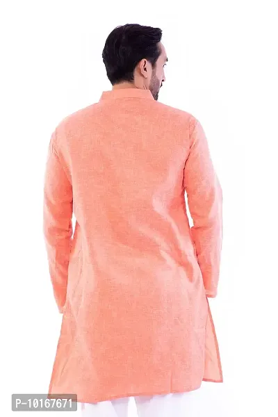 DESHBANDHU DBK Men's Cotton Regular Long Kurta Full Sleeves - Casual Ethnic Wear (42, Orange)-thumb3
