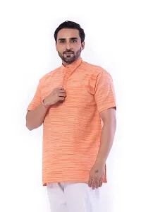 DESHBANDHU DBK Men's Regular Half Sleeves Short Kurta - Casual Ethnic Wear (40, Orange)-thumb2