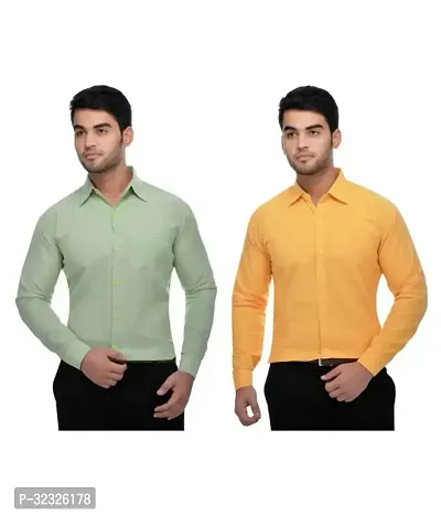 Reliable Multicoloured Cotton Solid Casual Shirt For Men Pack Of 2-thumb0