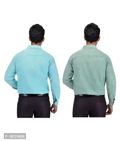 Elegant Multicoloured Cotton  Long Sleeves Casual Shirt For Men Pack Of 2-thumb2