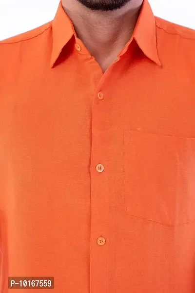 DESHBANDHU DBK Men's Solid Cotton Full Sleeves Regular Fit Shirt (44, Orange)-thumb4