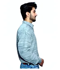 Elegant Grey Cotton  Long Sleeves Casual Shirt For Men-thumb1