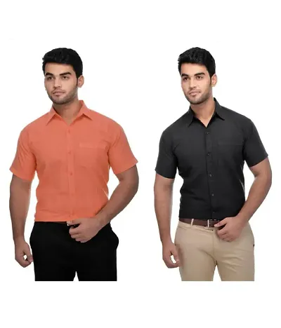 Elegant Short Sleeves Casual Shirt For Men Pack Of 2