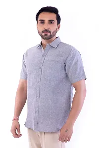 DESHBANDHU DBK Men's Plain Solid 100% Cotton Half Sleeves Regular Fit Formal Shirt's (42, Grey)-thumb2