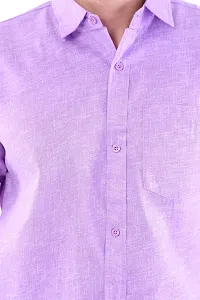 DESHBANDHU DBK Men's Plain Solid 100% Cotton Half Sleeves Regular Fit Formal Shirt's (40, Purple)-thumb4