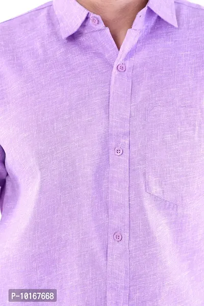 DESHBANDHU DBK Men's Plain Solid 100% Cotton Half Sleeves Regular Fit Formal Shirt's (40, Purple)-thumb5