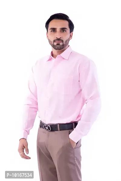 DESHBANDHU DBK Men's Solid Cotton Full Sleeves Regular Fit Shirt (40, Pink)