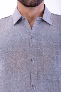 DESHBANDHU DBK Men's Plain Solid 100% Cotton Half Sleeves Regular Fit Formal Shirt's (42, Grey)-thumb4