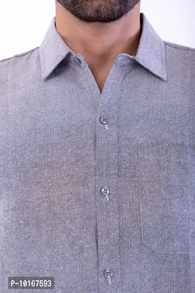 DESHBANDHU DBK Men's Plain Solid 100% Cotton Half Sleeves Regular Fit Formal Shirt's (42, Grey)-thumb5