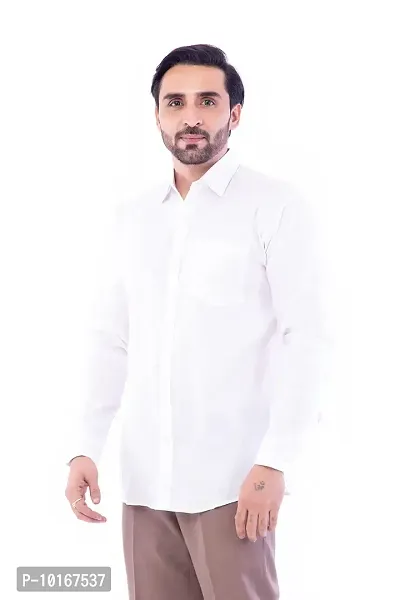 DESHBANDHU DBK Men's Solid Cotton Full Sleeves Regular Fit Shirt (42, White)