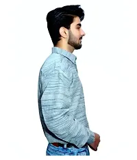 Reliable Blue Cotton Textured Casual Shirt For Men-thumb1